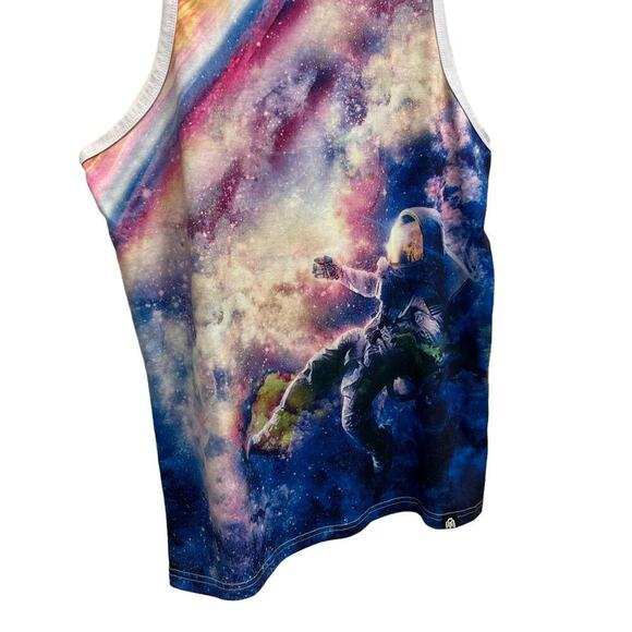 INTO THE AM Shirt Mens Medium Tank Psychedelic Space Astronaut All Over Print - Picture 3 of 7